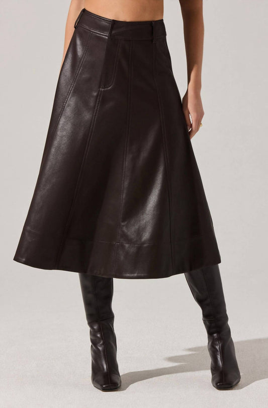 Astr - Zhuri Vegan Leather Midi Skirt