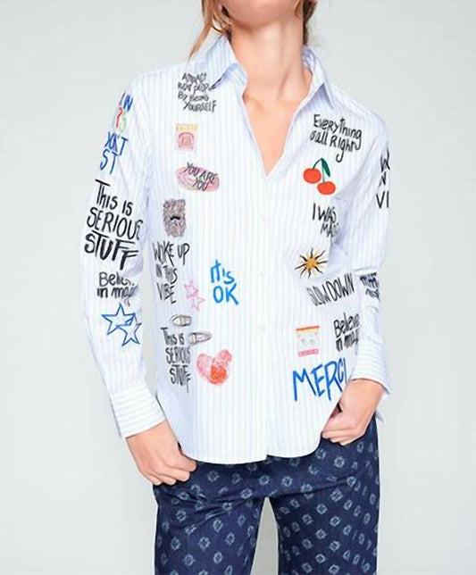 Vilagallo - Graffiti Striped Shirt