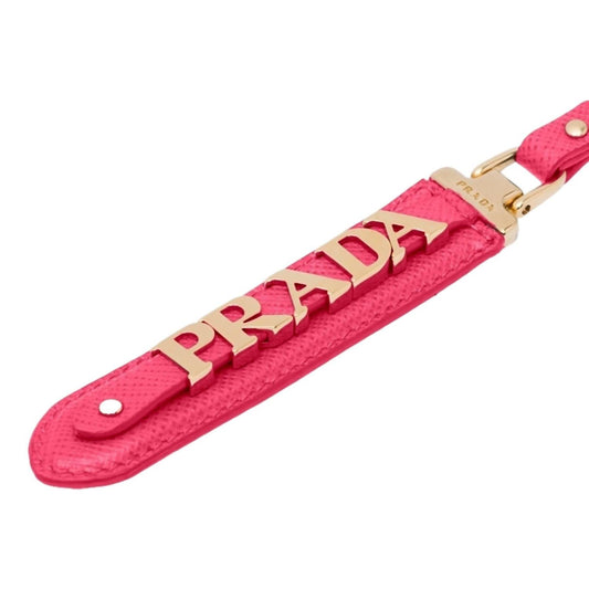 Prada - Women's Peony Saffiano Leather Clip Keychain With Logo Lettering