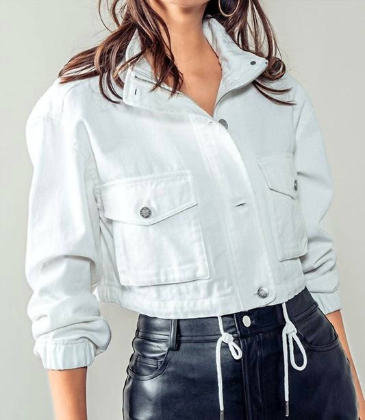 Urban Daizy - Utility Cropped Denim Jacket