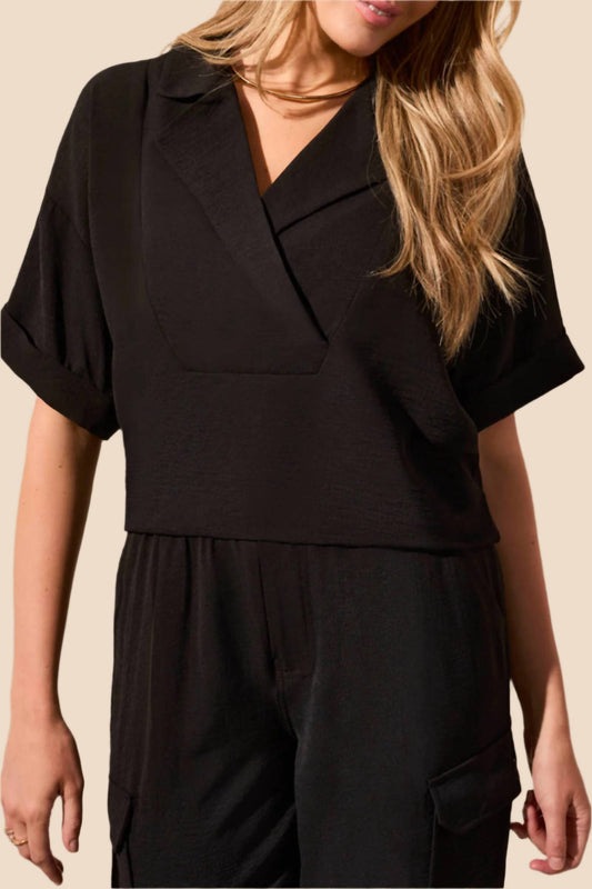 Tribal - Airflow Lapel Collar V-neck Top