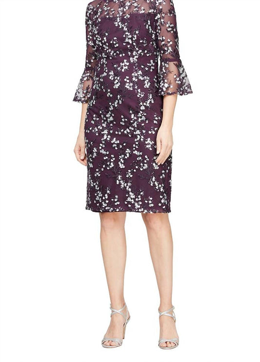 Alex Evenings - Embroidered Sequin Lace Sheath Dress