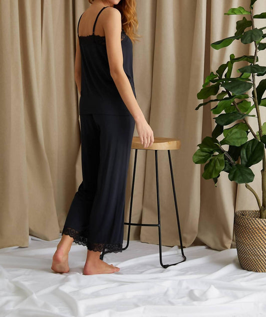 Pretty You London - Bamboo Lace Cami And Cropped Trouser Pj Set
