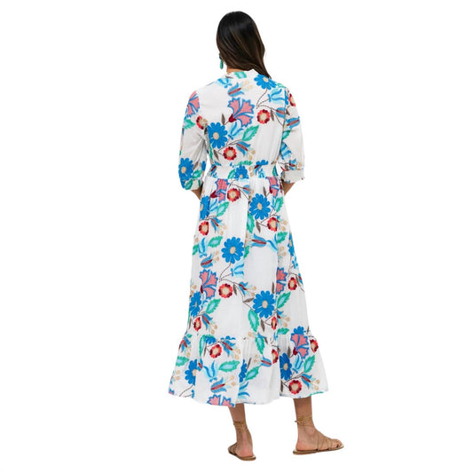 Oliphant - V-Neck Smocked Waist Midi Dress