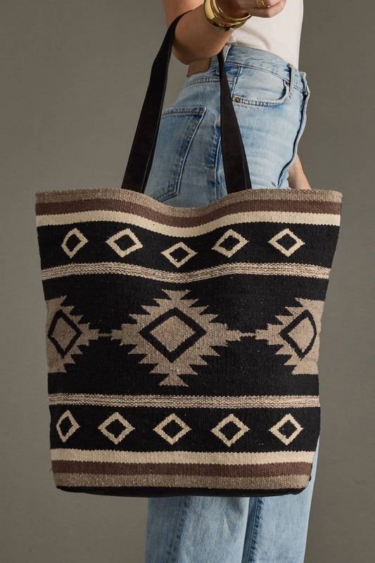 Panache Apparel - Women's Western Boho Aztec Woven Cotton Shopper Tote Bag