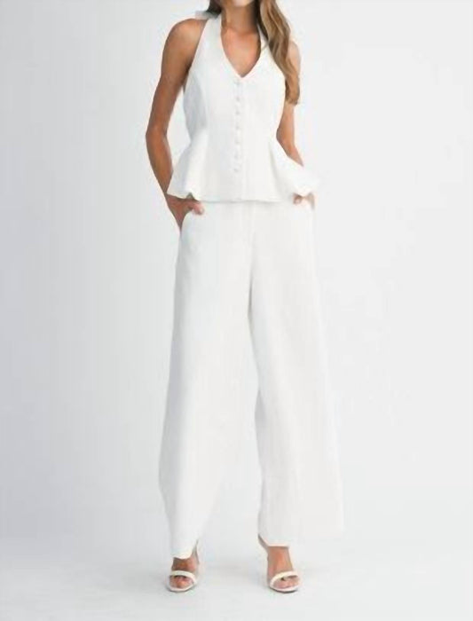 Mable - Solid Halter Top And Long Pants Set