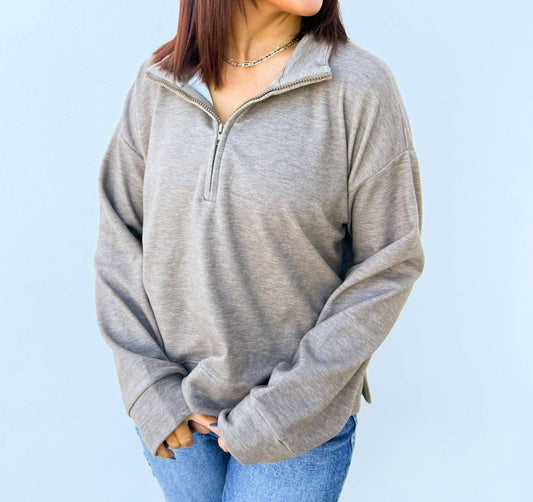 Wishlist - Praying Daily Relaxed Crop Half-zip Pullover Sweater