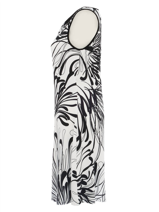 Dolcezza - Sleeveless Dress Modern Fern Print Black & White
