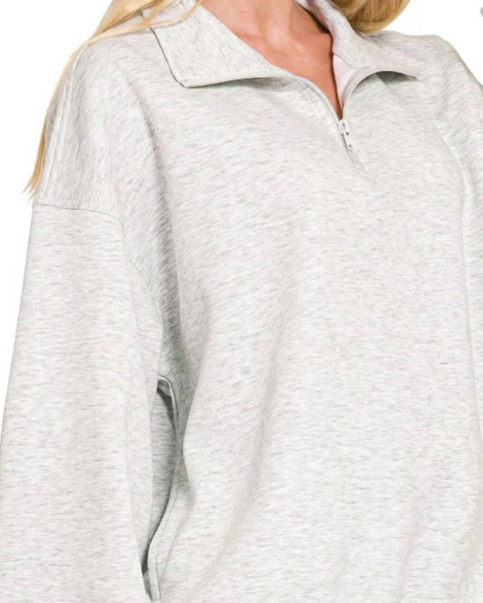 Zenana - Scuba Half Zip Pullover