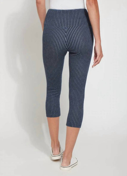 Lysse - Cropped Pattern Pinstripe Capri Denim Leggings