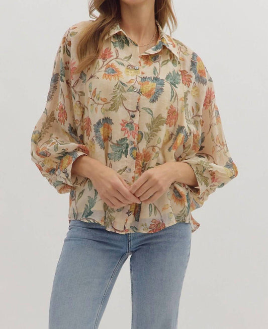 Entro - Floral Print Button-down Top