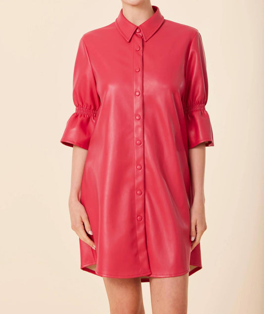 Dolce Cabo - Vegan Leather Ruffle Sleeve Dress