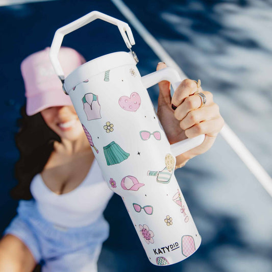 Katydid - Pickleball Icons Girly Printed Stainless Steel Tumbler