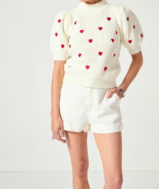 English Factory - Lucy Embroidered Heart Sweater