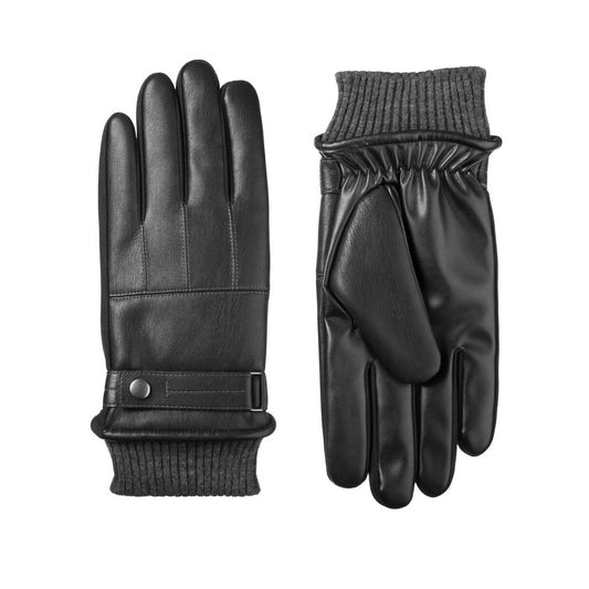 Isotoner - Men's Faux Leather Sleek Heat Winter Gloves