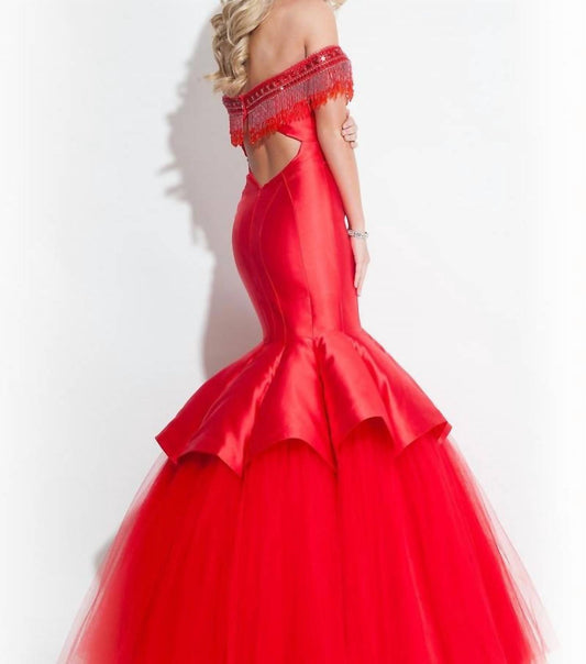 Rachel Allan - Beaded Mikado Prom Gown With Soft Tulle