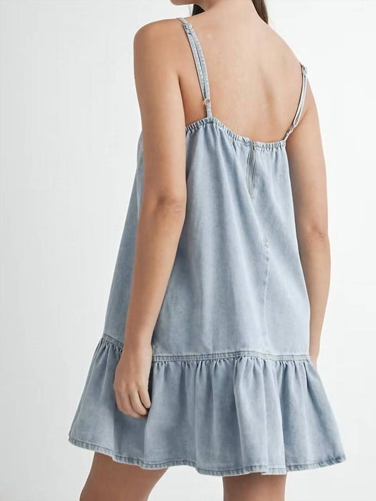 Mable - Cami Ribbon Bow Detail Denim Mini Dress