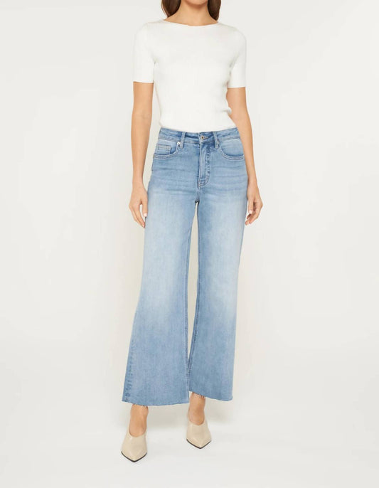 Mica Denim - Tummy Tuck High Rise Wide Raw Hem Jeans