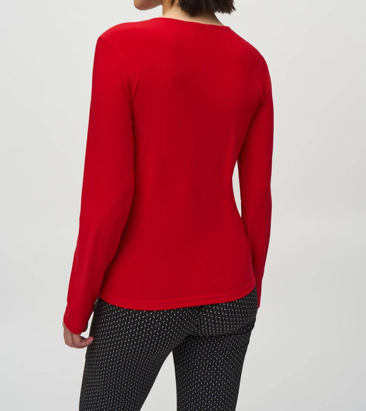 Joseph Ribkoff - Mesh Round Neck Long Sleeve Fitted Top