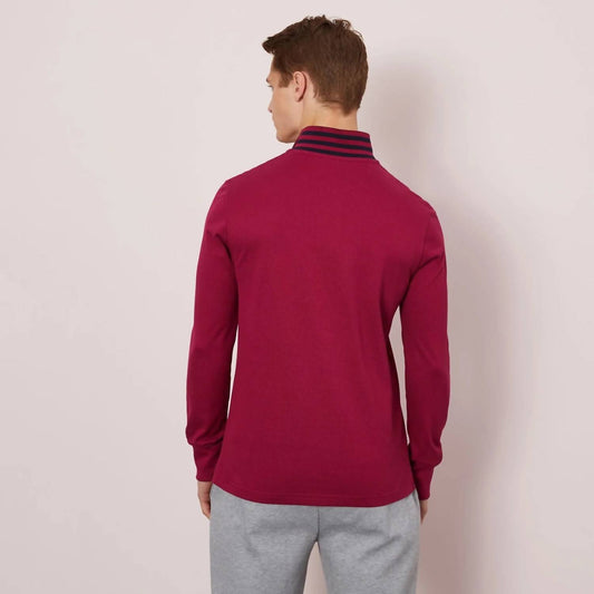 Eden Park - BORDEAUX LONG-SLEEVED POLO WITH OVAL BADGE