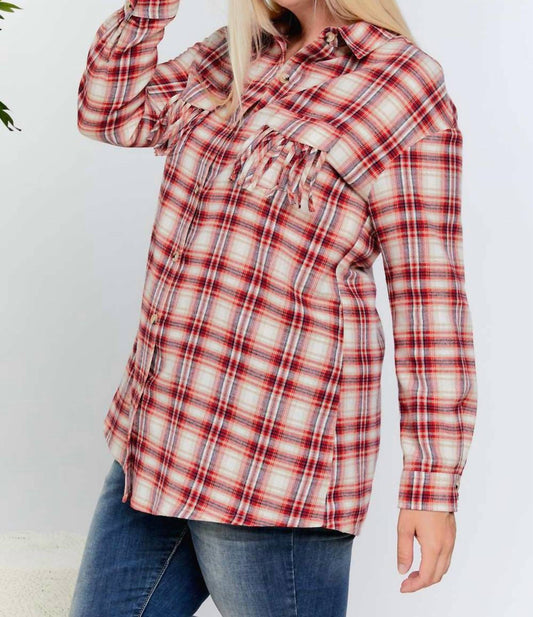 Davi & Dani - Plaid Button Up Plus Shirt