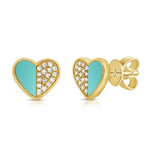 Diana M Jewels - 0.11 Cts Diamonds And Turquoise Stud Earrings