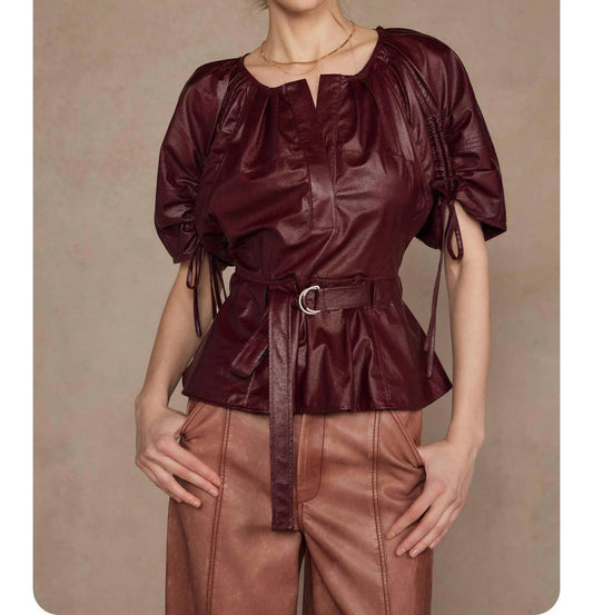 Strut & Bolt - Puff Sleeve Faux Leather Top