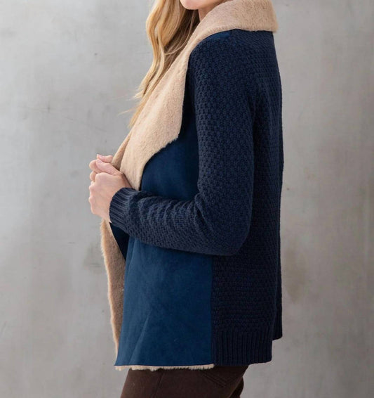 Lovestitch - Vegan Suede Fur Combo Short Cardigan