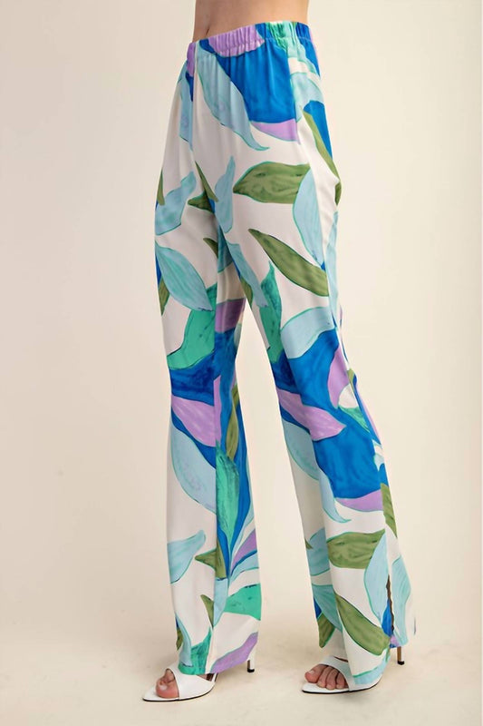 Gigio - Printed Wide Leg Pants With Flared Slits