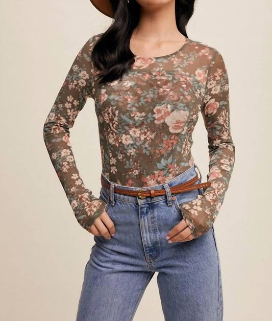 Listicle - Nicola Floral Mesh Top