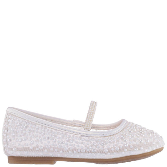 Nina - Girls' Pearl Mesh Ballet Flat Shoe