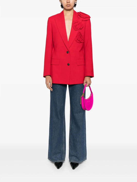 Valentino - Floral Appliqué V-neck Blazer
