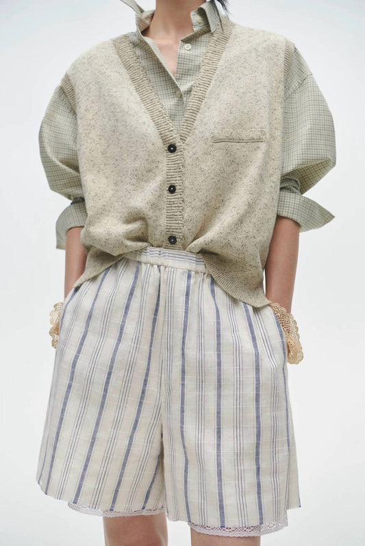 Cordera - Striped Bermuda With Lace