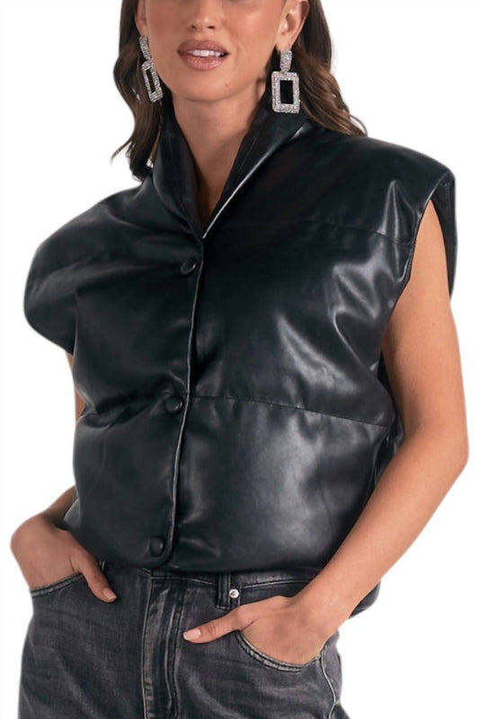 Elan - High Collar FAUX LEATHER Vest
