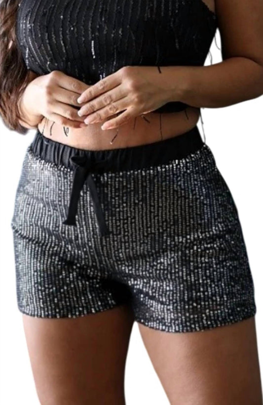 Lucky & Blessed - High Waisted Pull On Sequin Shorts