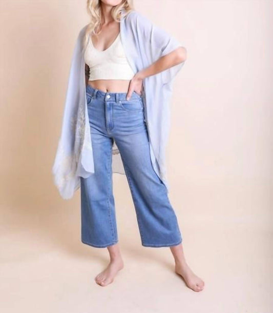 Leto - Lightweight Floral Embroidered Tassels Boho Festival Kimono Wrap