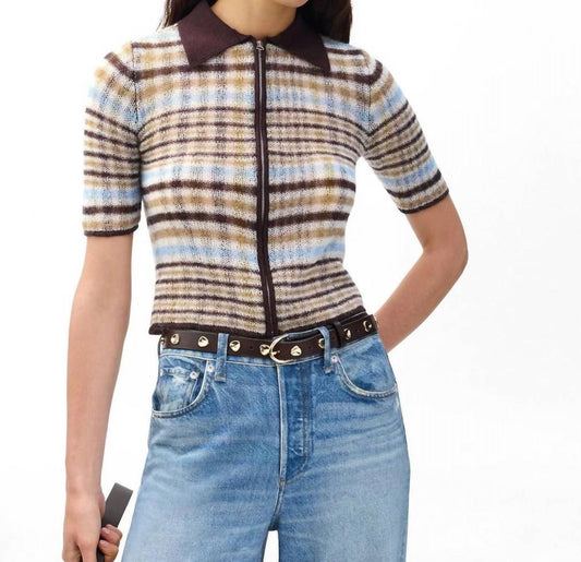 Rag & Bone - Leva Plaid Zip Polo Sweater