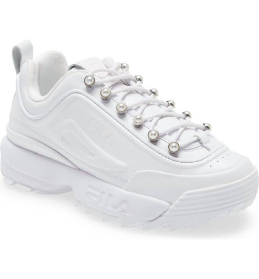 Fila - Women's Disruptor Zero Pearl Leather Sneakers