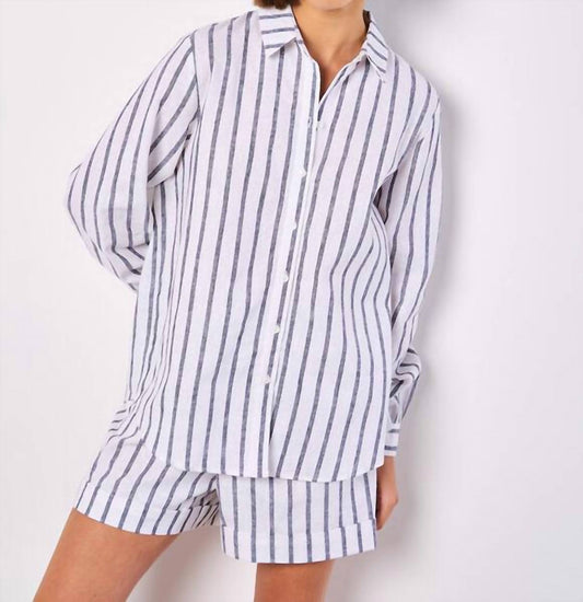 Apricot - Striped Linen Mix Shirt