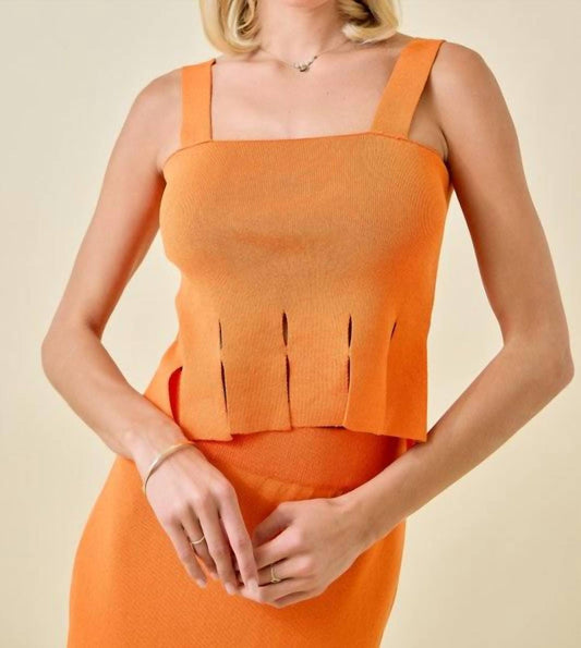 Day + Moon - Sweater Cropped Fringe Hem Tank Top