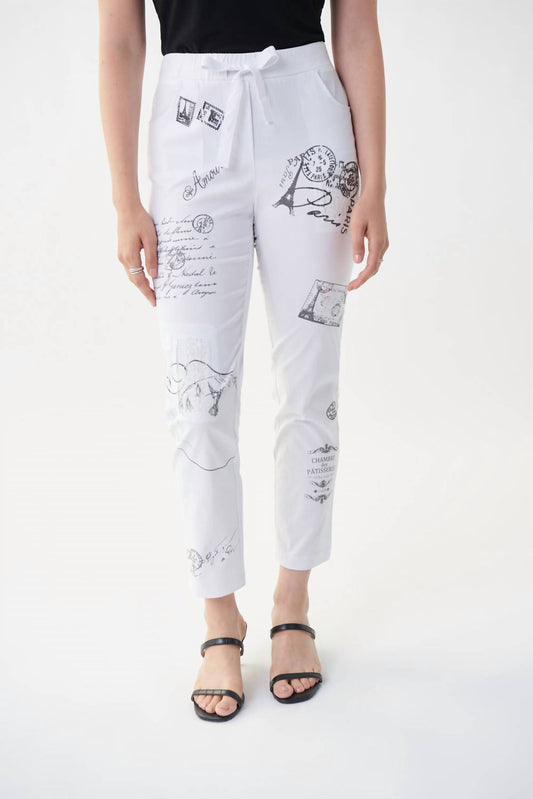 paris postage print crop pant
