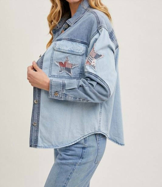 Bluivy - Denim Star Patchwork Shirt
