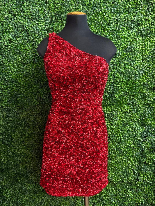 Sherri Hill - Women's One Shoulder Short Sequin Dress