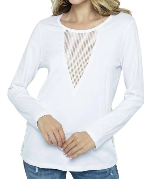 Vocal Apparel - Lace Up Side Deep V Long Sleeve Top