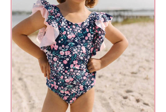 Rufflebutts - Ruffle Butts "Moonlit Meadow" V-Back Swimsuit for Toddlers