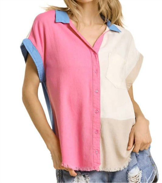 Umgee - Color Block Gauze Top