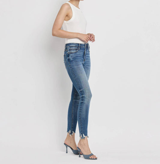 Lovervet - High Rise Distressed Hem Skinny Jean
