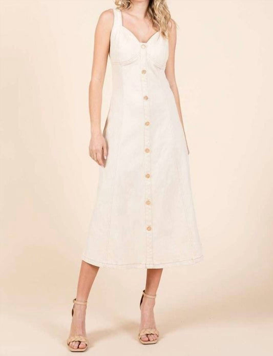 Mittoshop - Stretch Twill Decor Button Sleeveless Midi Dress