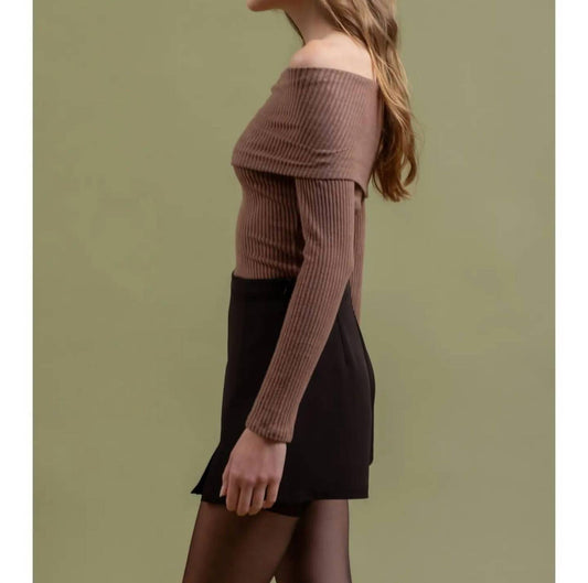 La Miel - Foldover Off The Shoulder Long Sleeve Top