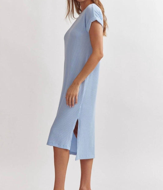 Entro - Ribbed Short Sleeve Midi Dress
